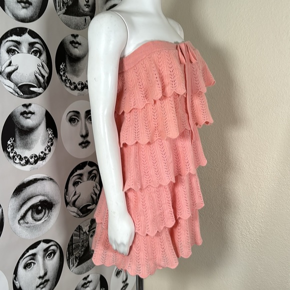 Juicy Couture Y2k Vintage Cashmere Tiered Ruffle Strapless Sweater Dress, Sz S - Picture 3 of 13